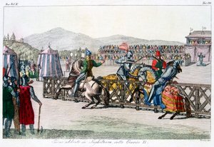 Caballeros justando en un torneo, siglo XII, c1815 de Unbekannt