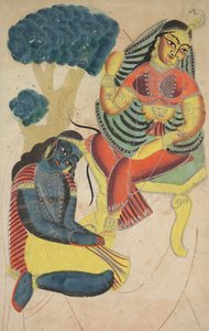 Krishna acariciando los pies de Radha, 1800s de Unbekannt
