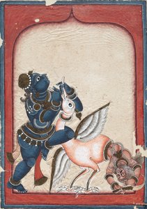 Krishna venciendo a Vakasura, finales de 1700s