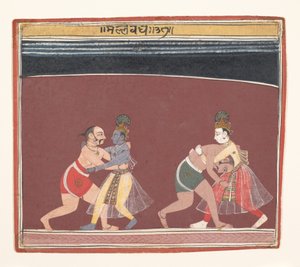 Krishna y Balarama luchan contra los luchadores del malvado rey Kamsa de Unbekannt