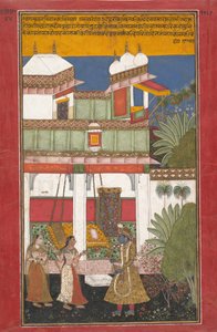 Krishna y Radha, Página de un Rasikapriya Disperso de Unbekannt