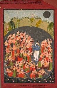 Krishna y las Gopis se reúnen para Rasamandala, c. 1720-1730 de Unbekannt
