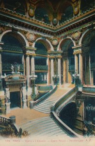 La Ópera Garnier - la escalera, París, c. 1920 de Unbekannt