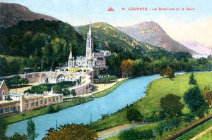 La Basílica y el Gave, Lourdes, Francia, 1933 de Unbekannt