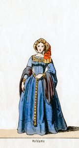 Dama de compañía, diseño de vestuario para la obra de Shakespeare, Enrique VIII, siglo XIX de Unbekannt