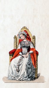 Dama de compañía, diseño de vestuario para la obra de Shakespeare, Enrique VIII, siglo XIX de Unbekannt