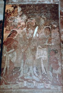 Dama en su tocador, fresco de cueva, Ajanta, India. Siglos I-V. Siglo XX