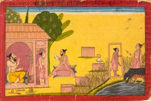 Lakshmana en el ermita, folio de un Ramayana, ca. 1690-1710 de Unbekannt