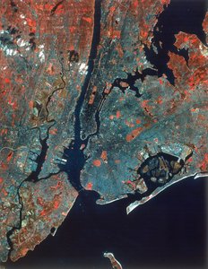Imagen Landsat de Manhattan, Nueva York, EE.UU., 1980s