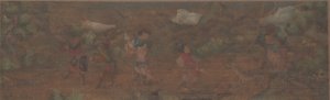 Pintura de paisaje de figura en entorno boscoso de Unbekannt