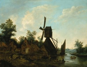 Paisaje con Molino de Viento, siglo XVII de Unbekannt