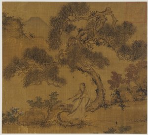 Paisaje: un hombre bajo un pino, dinastía Ming, 1368-1644 de Unbekannt