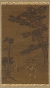 Paisaje: artesanos bajo un gran pino, dinastía Ming de Unbekannt