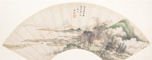 Paisaje al estilo de Huichong, siglo XVIII o posterior, fecha espuria de 1676