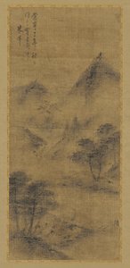 Paisaje: picos de montañas y arroyo, dinastía Ming, 1368-1644 de Unbekannt