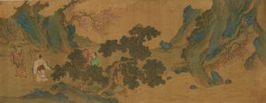 Paisaje con inmortales taoístas en las montañas, dinastía Ming o Qing, siglo XVII de Unbekannt
