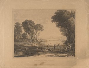 Paisaje con Figuras Después del Matrimonio de Isaac y Rebeca, 1648, publicado en 1830 de Unbekannt