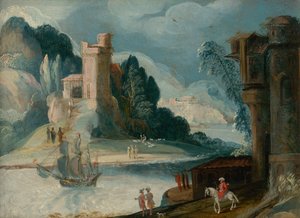 Paisaje con río y castillo de Unbekannt