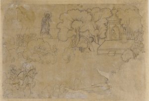 Paisaje con una figura de la Virgen María, siglo XVII