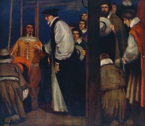 Laud entrando en la barcaza en Lambeth para ir a la Torre, 1912