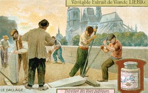 Colocación de losas en una calle de París, c1900 de Unbekannt