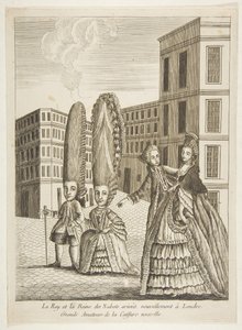 El Rey y la Reina de los Enanos recién llegados a Londres. Grandes aficionados de la..., siglo XVIII