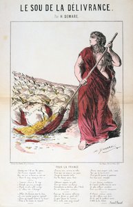 Le Sou de la Délivrance caricatura y hoja de canción, Guerra Franco-Prusiana, 1870-1871 de Unbekannt