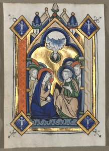 Hoja extraída de un salterio: El Pentecostés, c. 1260