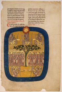Hoja de un Manuscrito Beatus: Ángeles Contienen los Cuatro Vientos..., ca. 1180 de Unbekannt