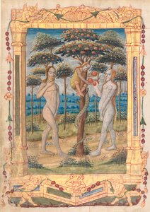 Hoja de un Libro de Horas: Adán y Eva y la Caída del Hombre (recto), c. 1510