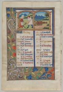 Hoja de un Libro de Horas: Página del Calendario para junio verso, c. 1510 de Unbekannt