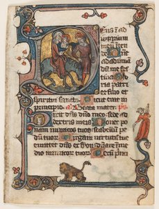 Hoja de un Libro de Horas: Inicial D: Huida a Egipto 2 de 2 hojas excisadas, principios de 1300 de Unbekannt