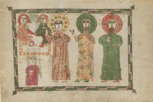 Hoja de un Libro de Evangelios con Cuatro Evangelistas de Pie, Armenio, 1290-1330 de Unbekannt