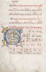 Hoja de un gradual: Inicial G con Cristo, la Virgen y los Apóstoles, c. 1300 de Unbekannt