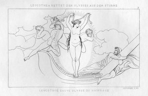 Leucotea, la deidad marina, salva a Odiseo en la tormenta, c1833