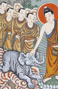 Vida de Buda. Domando a un elefante, Seúl, Corea del Sur de Unbekannt