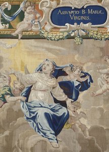 Vida de la Virgen: "La Asunción" Detalle Tapiz de lana y seda hecho en el taller de Pierre Damour después de los dibujos de Charles Poerson (1609-1667) de Unbekannt