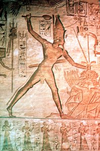 Relieve de piedra caliza del Templo de Ramsés II, Abu Simbel, Egipto, siglo XIII a.C.