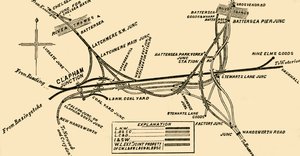 Líneas de Ferrocarril en Clapham Junction, c. 1878