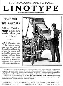 Anuncio de Linotype & Machinery Ltd., 1919
