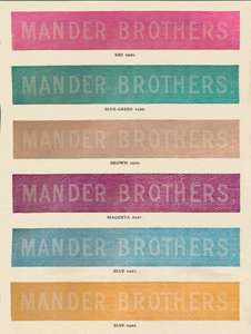 Práctica de linotipia - anuncio de Mander Brothers, 1910