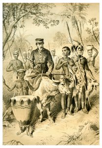 Livingstone débil por la fiebre escoltado a la ciudad de Shinte, c. 1854 1883