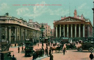 Londres, Banco de Inglaterra y Bolsa Real, c1910 de Unbekannt