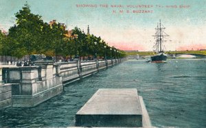 Londres, Embankment del Támesis - Mostrando el Buque de Entrenamiento Naval Voluntario, H.M.S. Buzzard, 1907 de Unbekannt