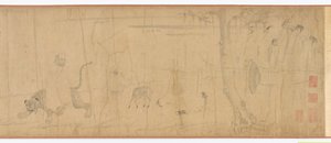 Luohans y animales cruzando el mar, dinastía Ming, siglos XVI-XVII de Unbekannt