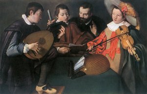 Laúdes y violín, pintor italiano desconocido del siglo XVII de Unbekannt