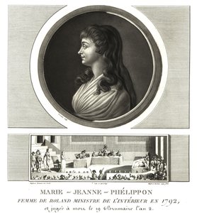 Madame Roland o Marie-Jeanne Phelippon (1754-1793), Girondina, junto con su esposo Jean-Marie Roland de la Platiere
