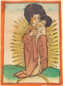 Madonna y el Niño en una gloria de pie sobre una luna creciente
