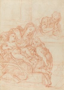 Madonna y el Niño con los santos Juan y José [recto], siglo XVII de Unbekannt