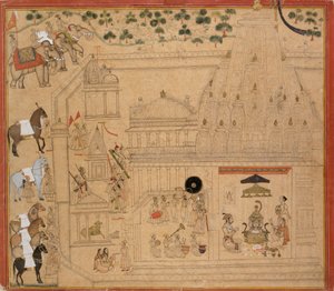 Maharana Amar Singh de Mewar en el templo Eklingji, c1705 de Unbekannt